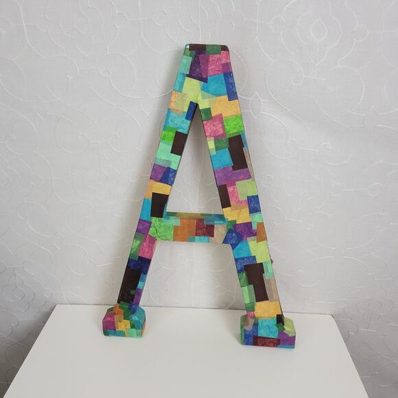 Decorative Letter A Cardboard Paper Machete Mosaic Home Art Letter Craft - Picture 1 of 4